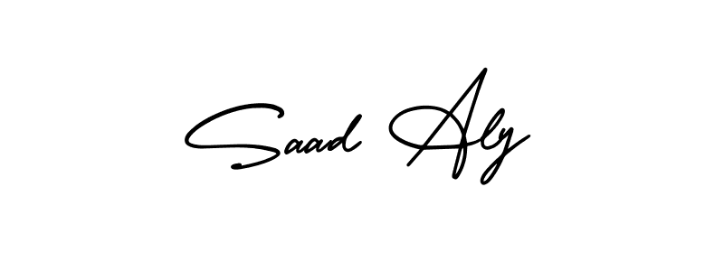The best way (AmerikaSignatureDemo-Regular) to make a short signature is to pick only two or three words in your name. The name Saad Aly include a total of six letters. For converting this name. Saad Aly signature style 3 images and pictures png