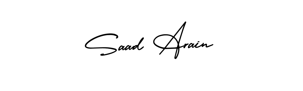 The best way (AmerikaSignatureDemo-Regular) to make a short signature is to pick only two or three words in your name. The name Saad Arain include a total of six letters. For converting this name. Saad Arain signature style 3 images and pictures png