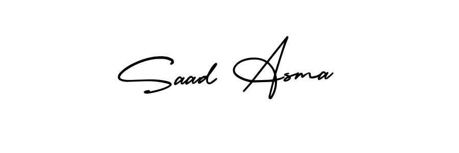 How to make Saad Asma name signature. Use AmerikaSignatureDemo-Regular style for creating short signs online. This is the latest handwritten sign. Saad Asma signature style 3 images and pictures png