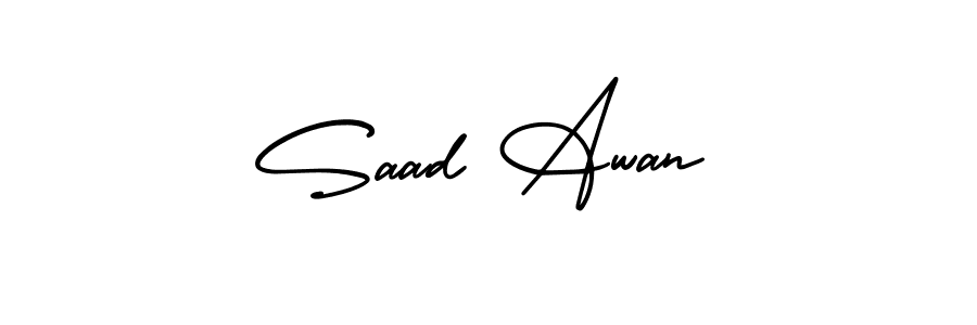 Make a short Saad Awan signature style. Manage your documents anywhere anytime using AmerikaSignatureDemo-Regular. Create and add eSignatures, submit forms, share and send files easily. Saad Awan signature style 3 images and pictures png