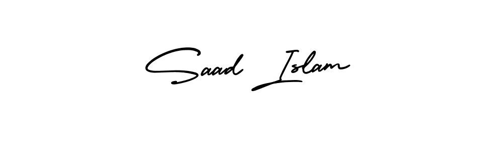 Use a signature maker to create a handwritten signature online. With this signature software, you can design (AmerikaSignatureDemo-Regular) your own signature for name Saad Islam. Saad Islam signature style 3 images and pictures png