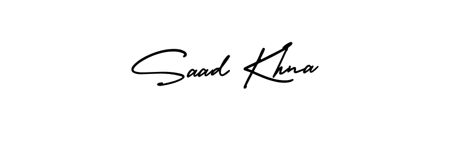 The best way (AmerikaSignatureDemo-Regular) to make a short signature is to pick only two or three words in your name. The name Saad Khna include a total of six letters. For converting this name. Saad Khna signature style 3 images and pictures png