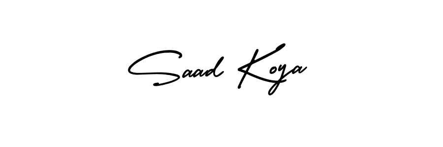 This is the best signature style for the Saad Koya name. Also you like these signature font (AmerikaSignatureDemo-Regular). Mix name signature. Saad Koya signature style 3 images and pictures png