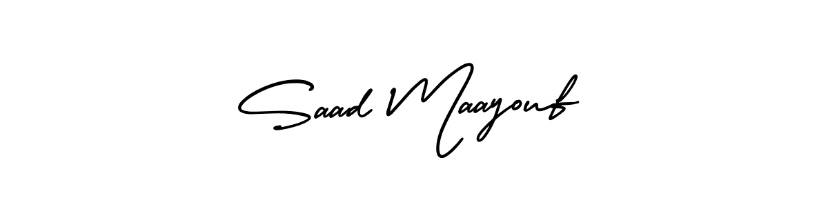 This is the best signature style for the Saad Maayouf name. Also you like these signature font (AmerikaSignatureDemo-Regular). Mix name signature. Saad Maayouf signature style 3 images and pictures png