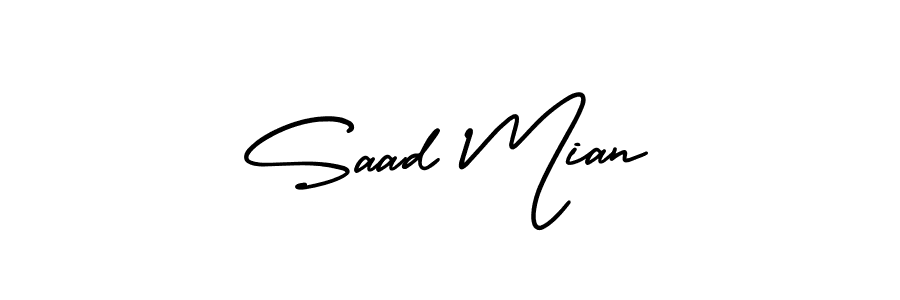 The best way (AmerikaSignatureDemo-Regular) to make a short signature is to pick only two or three words in your name. The name Saad Mian include a total of six letters. For converting this name. Saad Mian signature style 3 images and pictures png
