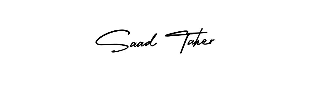 Saad Taher stylish signature style. Best Handwritten Sign (AmerikaSignatureDemo-Regular) for my name. Handwritten Signature Collection Ideas for my name Saad Taher. Saad Taher signature style 3 images and pictures png