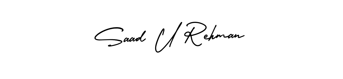 The best way (AmerikaSignatureDemo-Regular) to make a short signature is to pick only two or three words in your name. The name Saad U Rehman include a total of six letters. For converting this name. Saad U Rehman signature style 3 images and pictures png