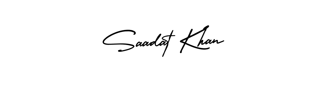 The best way (AmerikaSignatureDemo-Regular) to make a short signature is to pick only two or three words in your name. The name Saadat Khan include a total of six letters. For converting this name. Saadat Khan signature style 3 images and pictures png