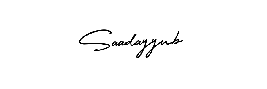 How to make Saadayyub name signature. Use AmerikaSignatureDemo-Regular style for creating short signs online. This is the latest handwritten sign. Saadayyub signature style 3 images and pictures png