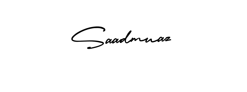 You should practise on your own different ways (AmerikaSignatureDemo-Regular) to write your name (Saadmuaz) in signature. don't let someone else do it for you. Saadmuaz signature style 3 images and pictures png