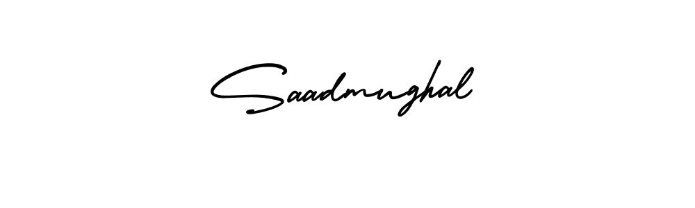 You should practise on your own different ways (AmerikaSignatureDemo-Regular) to write your name (Saadmughal) in signature. don't let someone else do it for you. Saadmughal signature style 3 images and pictures png