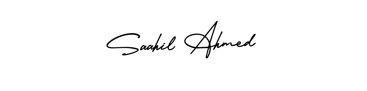 How to Draw Saahil Ahmed signature style? AmerikaSignatureDemo-Regular is a latest design signature styles for name Saahil Ahmed. Saahil Ahmed signature style 3 images and pictures png