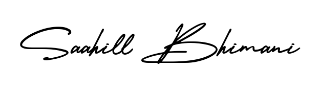 Similarly AmerikaSignatureDemo-Regular is the best handwritten signature design. Signature creator online. You can use it as an online autograph creator for name Saahill Bhimani. Saahill Bhimani signature style 3 images and pictures png