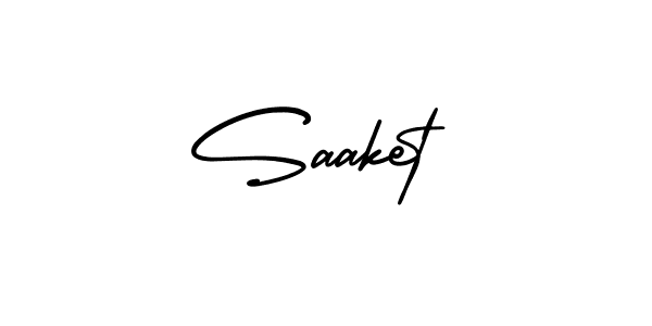 The best way (AmerikaSignatureDemo-Regular) to make a short signature is to pick only two or three words in your name. The name Saaket include a total of six letters. For converting this name. Saaket signature style 3 images and pictures png