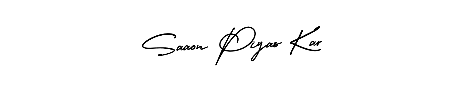 Make a beautiful signature design for name Saaon Piyas Kar. With this signature (AmerikaSignatureDemo-Regular) style, you can create a handwritten signature for free. Saaon Piyas Kar signature style 3 images and pictures png