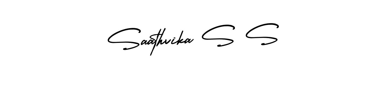 Design your own signature with our free online signature maker. With this signature software, you can create a handwritten (AmerikaSignatureDemo-Regular) signature for name Saathvika S S. Saathvika S S signature style 3 images and pictures png