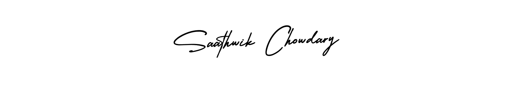 This is the best signature style for the Saathwik Chowdary name. Also you like these signature font (AmerikaSignatureDemo-Regular). Mix name signature. Saathwik Chowdary signature style 3 images and pictures png