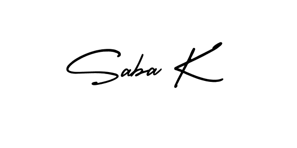 Saba K stylish signature style. Best Handwritten Sign (AmerikaSignatureDemo-Regular) for my name. Handwritten Signature Collection Ideas for my name Saba K. Saba K signature style 3 images and pictures png