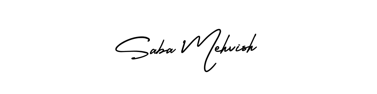 You should practise on your own different ways (AmerikaSignatureDemo-Regular) to write your name (Saba Mehvish) in signature. don't let someone else do it for you. Saba Mehvish signature style 3 images and pictures png