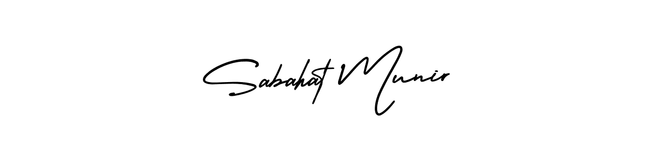 This is the best signature style for the Sabahat Munir name. Also you like these signature font (AmerikaSignatureDemo-Regular). Mix name signature. Sabahat Munir signature style 3 images and pictures png