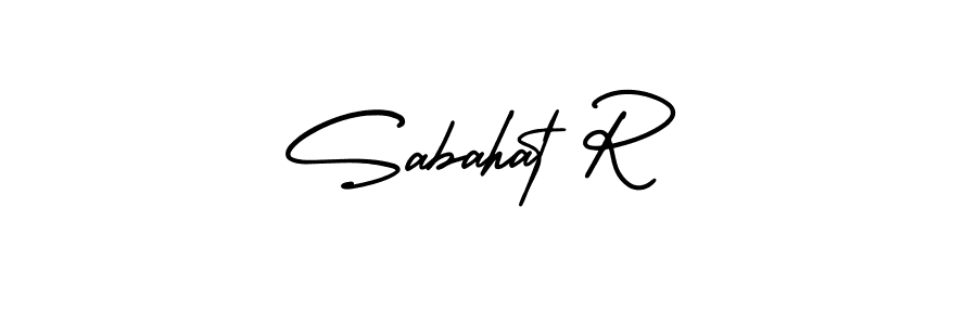 This is the best signature style for the Sabahat R name. Also you like these signature font (AmerikaSignatureDemo-Regular). Mix name signature. Sabahat R signature style 3 images and pictures png