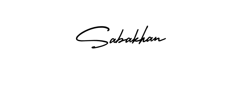 How to make Sabakhan name signature. Use AmerikaSignatureDemo-Regular style for creating short signs online. This is the latest handwritten sign. Sabakhan signature style 3 images and pictures png