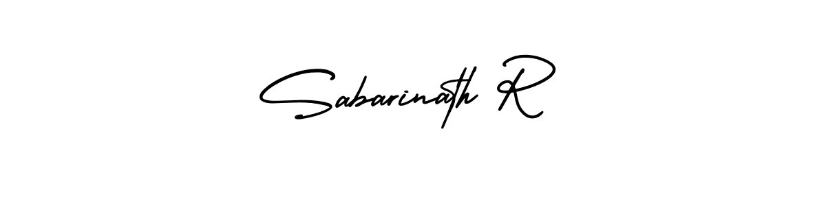 The best way (AmerikaSignatureDemo-Regular) to make a short signature is to pick only two or three words in your name. The name Sabarinath R include a total of six letters. For converting this name. Sabarinath R signature style 3 images and pictures png