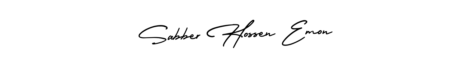 if you are searching for the best signature style for your name Sabber Hossen Emon. so please give up your signature search. here we have designed multiple signature styles  using AmerikaSignatureDemo-Regular. Sabber Hossen Emon signature style 3 images and pictures png