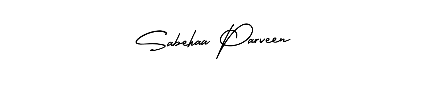 How to make Sabehaa Parveen name signature. Use AmerikaSignatureDemo-Regular style for creating short signs online. This is the latest handwritten sign. Sabehaa Parveen signature style 3 images and pictures png