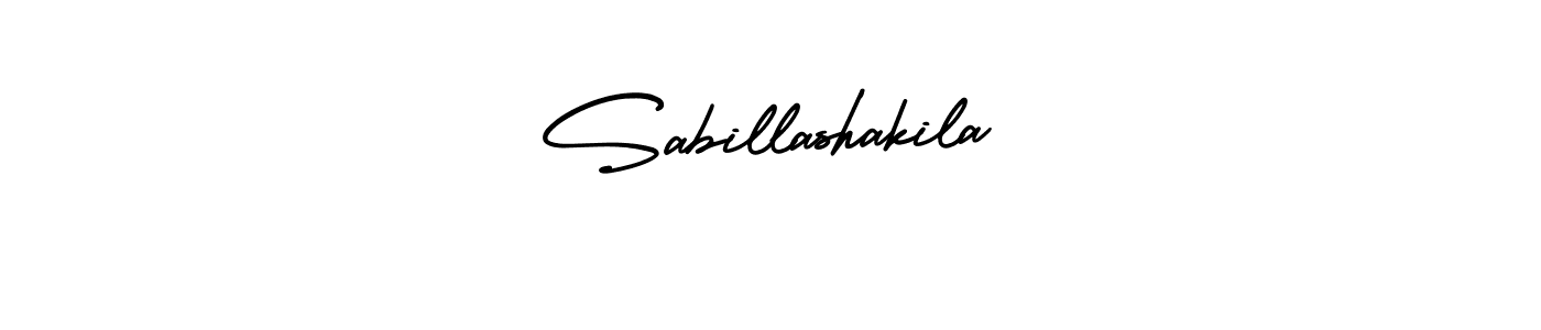 You should practise on your own different ways (AmerikaSignatureDemo-Regular) to write your name (Sabillashakila) in signature. don't let someone else do it for you. Sabillashakila signature style 3 images and pictures png