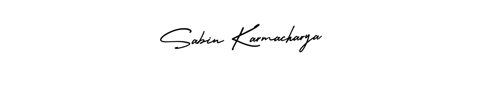 Create a beautiful signature design for name Sabin Karmacharya. With this signature (AmerikaSignatureDemo-Regular) fonts, you can make a handwritten signature for free. Sabin Karmacharya signature style 3 images and pictures png
