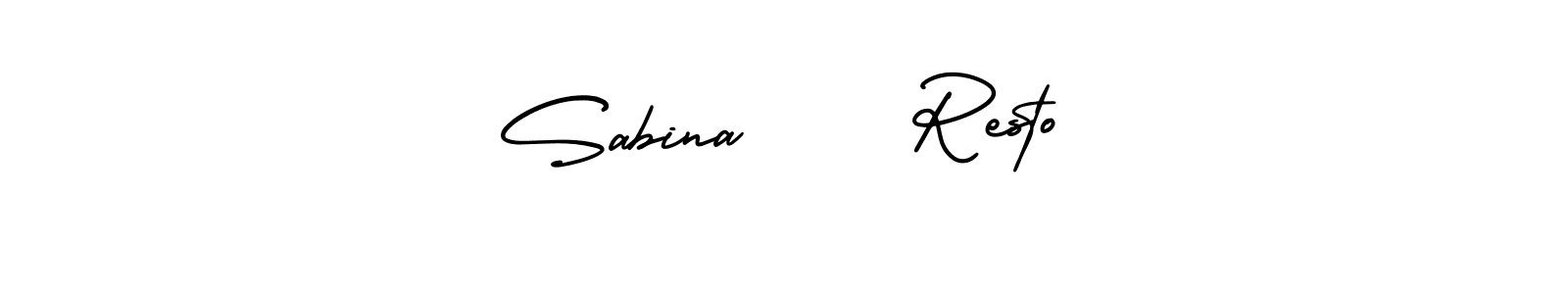 The best way (AmerikaSignatureDemo-Regular) to make a short signature is to pick only two or three words in your name. The name Sabina     Resto include a total of six letters. For converting this name. Sabina     Resto signature style 3 images and pictures png