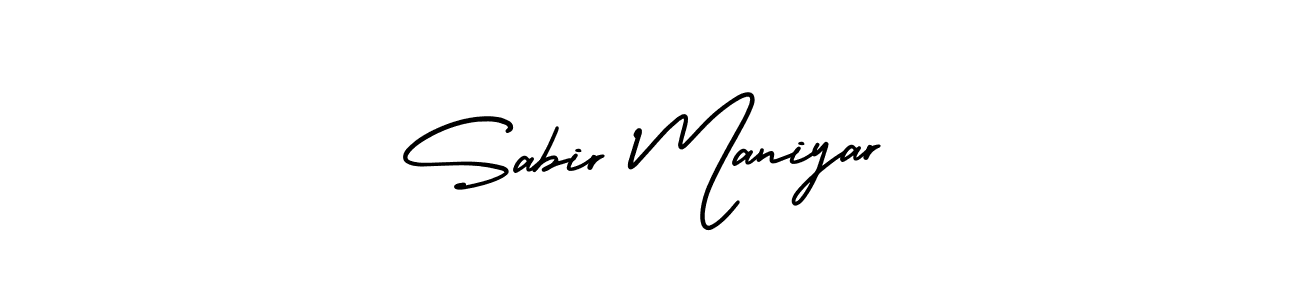 You should practise on your own different ways (AmerikaSignatureDemo-Regular) to write your name (Sabir Maniyar) in signature. don't let someone else do it for you. Sabir Maniyar signature style 3 images and pictures png