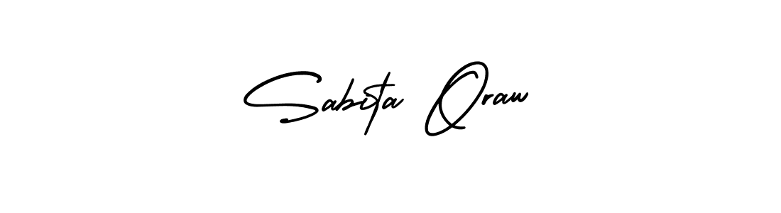 You should practise on your own different ways (AmerikaSignatureDemo-Regular) to write your name (Sabita Oraw) in signature. don't let someone else do it for you. Sabita Oraw signature style 3 images and pictures png