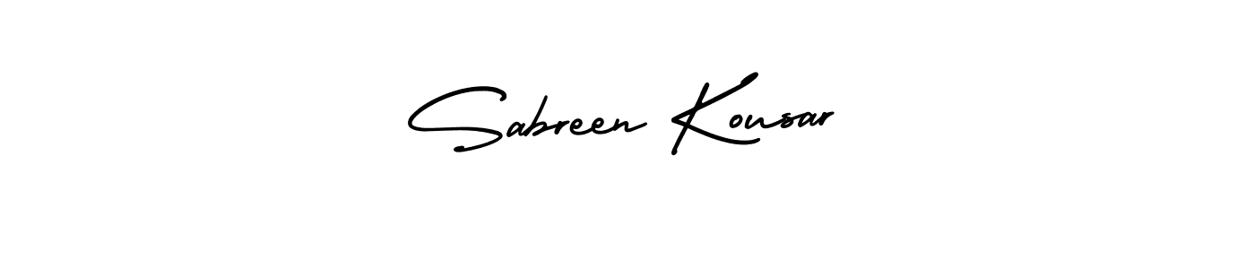 The best way (AmerikaSignatureDemo-Regular) to make a short signature is to pick only two or three words in your name. The name Sabreen Kousar include a total of six letters. For converting this name. Sabreen Kousar signature style 3 images and pictures png