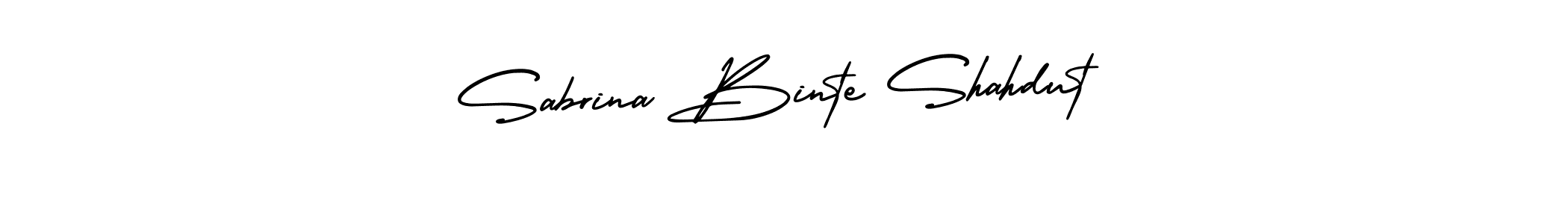 You should practise on your own different ways (AmerikaSignatureDemo-Regular) to write your name (Sabrina Binte Shahdut) in signature. don't let someone else do it for you. Sabrina Binte Shahdut signature style 3 images and pictures png