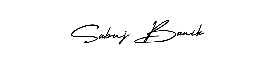 How to make Sabuj Banik name signature. Use AmerikaSignatureDemo-Regular style for creating short signs online. This is the latest handwritten sign. Sabuj Banik signature style 3 images and pictures png