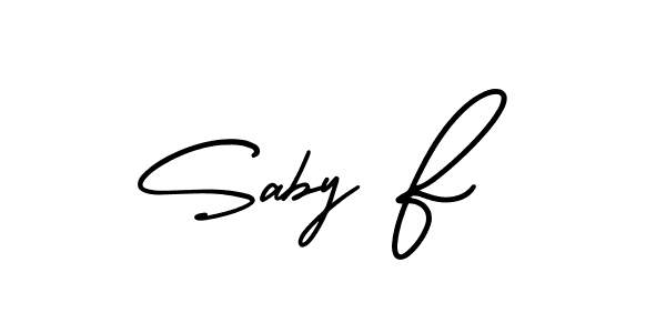 Design your own signature with our free online signature maker. With this signature software, you can create a handwritten (AmerikaSignatureDemo-Regular) signature for name Saby F. Saby F signature style 3 images and pictures png