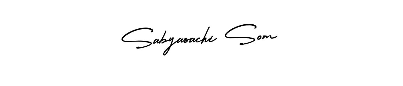 The best way (AmerikaSignatureDemo-Regular) to make a short signature is to pick only two or three words in your name. The name Sabyasachi Som include a total of six letters. For converting this name. Sabyasachi Som signature style 3 images and pictures png