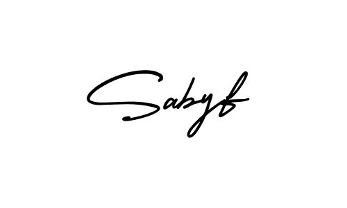 Use a signature maker to create a handwritten signature online. With this signature software, you can design (AmerikaSignatureDemo-Regular) your own signature for name Sabyf. Sabyf signature style 3 images and pictures png