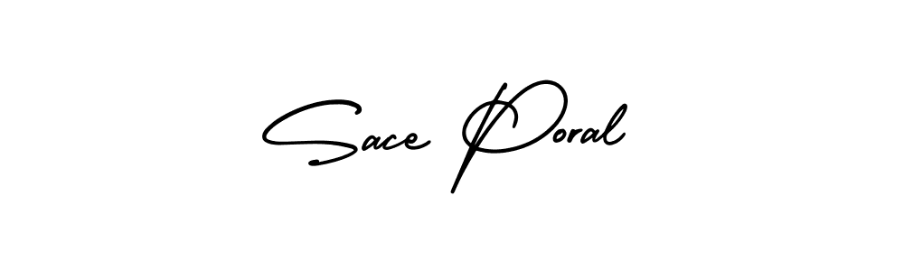 This is the best signature style for the Sace Poral name. Also you like these signature font (AmerikaSignatureDemo-Regular). Mix name signature. Sace Poral signature style 3 images and pictures png