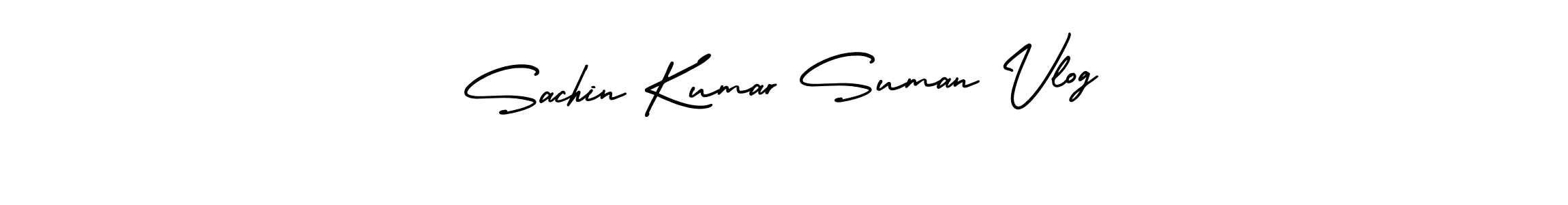 You should practise on your own different ways (AmerikaSignatureDemo-Regular) to write your name (Sachin Kumar Suman Vlog) in signature. don't let someone else do it for you. Sachin Kumar Suman Vlog signature style 3 images and pictures png