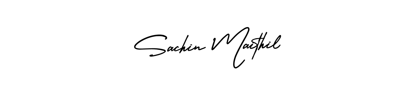 The best way (AmerikaSignatureDemo-Regular) to make a short signature is to pick only two or three words in your name. The name Sachin Maithil include a total of six letters. For converting this name. Sachin Maithil signature style 3 images and pictures png