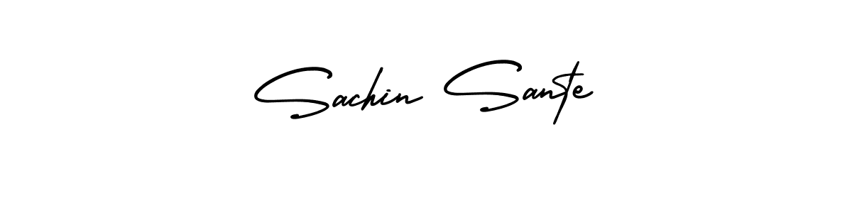 The best way (AmerikaSignatureDemo-Regular) to make a short signature is to pick only two or three words in your name. The name Sachin Sante include a total of six letters. For converting this name. Sachin Sante signature style 3 images and pictures png