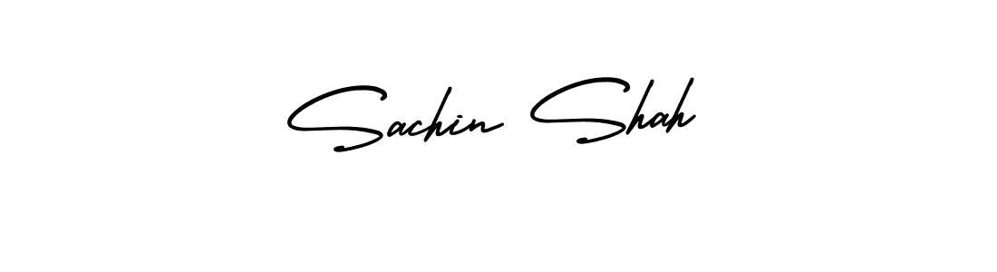 You should practise on your own different ways (AmerikaSignatureDemo-Regular) to write your name (Sachin Shah) in signature. don't let someone else do it for you. Sachin Shah signature style 3 images and pictures png