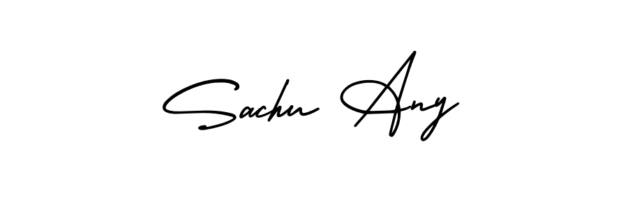 You should practise on your own different ways (AmerikaSignatureDemo-Regular) to write your name (Sachu Any) in signature. don't let someone else do it for you. Sachu Any signature style 3 images and pictures png