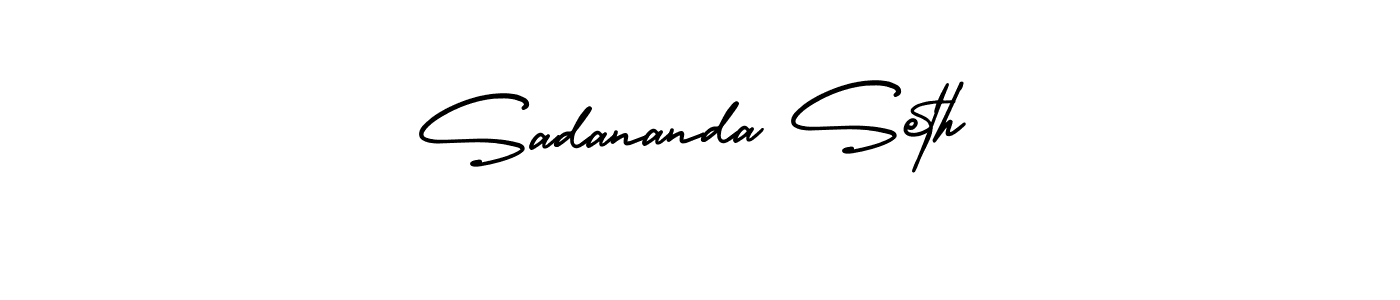 You should practise on your own different ways (AmerikaSignatureDemo-Regular) to write your name (Sadananda Seth) in signature. don't let someone else do it for you. Sadananda Seth signature style 3 images and pictures png