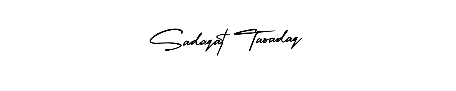 Sadaqat Tasadaq stylish signature style. Best Handwritten Sign (AmerikaSignatureDemo-Regular) for my name. Handwritten Signature Collection Ideas for my name Sadaqat Tasadaq. Sadaqat Tasadaq signature style 3 images and pictures png