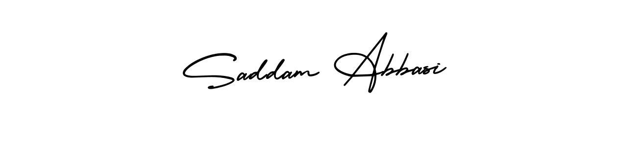 How to make Saddam Abbasi name signature. Use AmerikaSignatureDemo-Regular style for creating short signs online. This is the latest handwritten sign. Saddam Abbasi signature style 3 images and pictures png