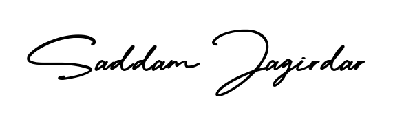 The AmerikaSignatureDemo-Regular font gives name Saddam Jagirdar a signature that looks effortless yet distinguished. Download high-res PNG instantly. Saddam Jagirdar signature style 3 images and pictures png